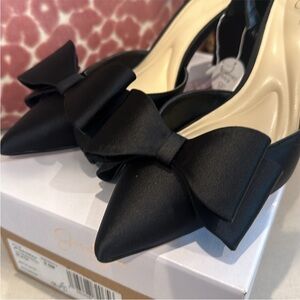 JESSICA SIMPSON Elegant Black Bow Slingback Heels SIZE 6.5